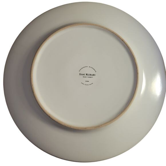 Isaac Mizrahi NY Dinner Plates Caribbean Blue Embossed White Large Rim Set of 2 - Picture 6 of 8